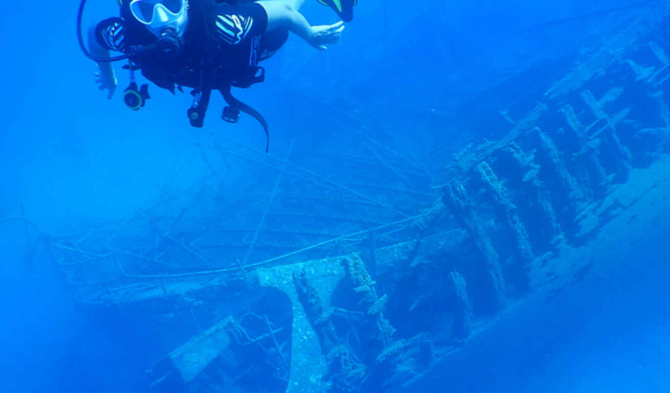 Diving in crystal clear waters